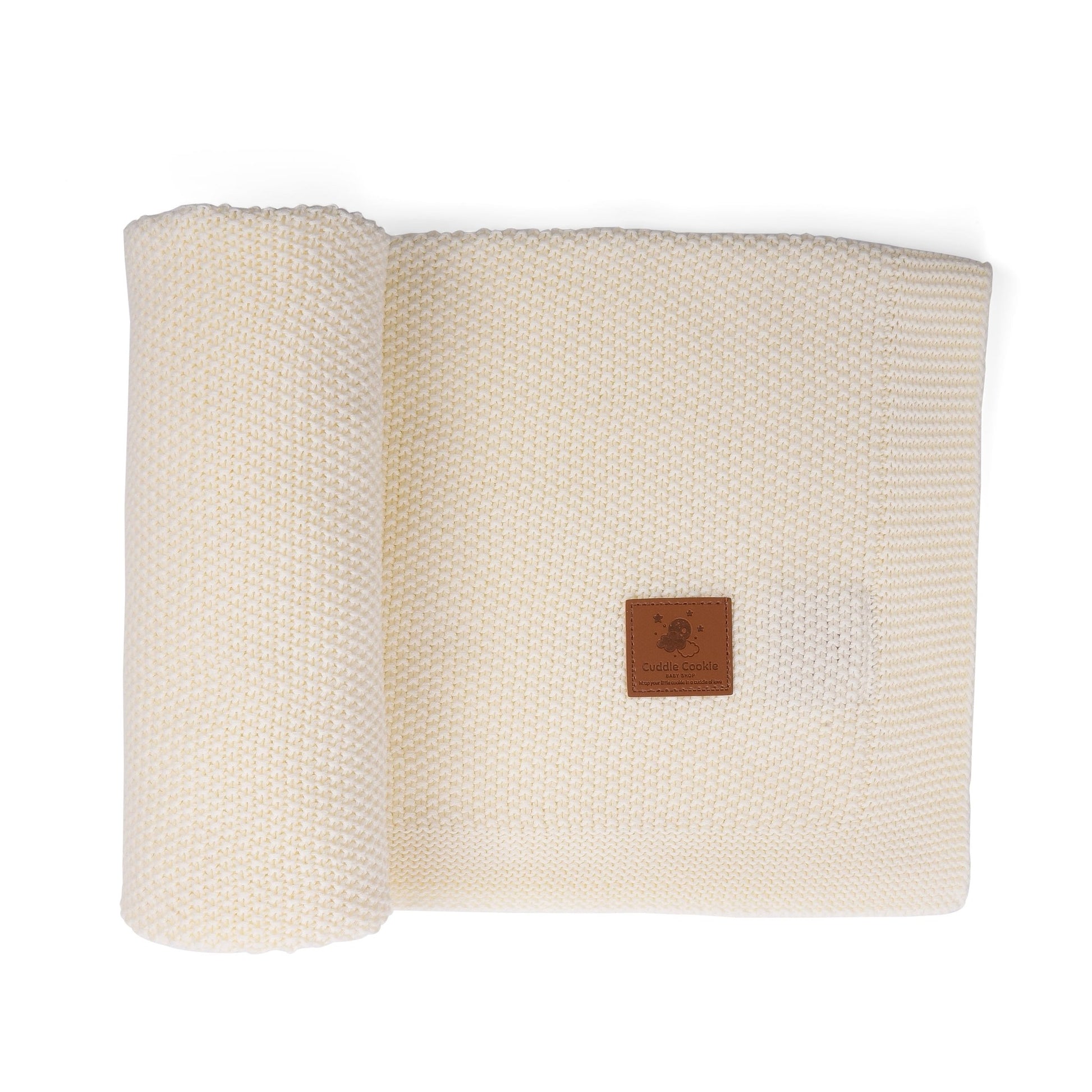 100% Cotton Deluxe Ivory Knit Blanket - Eva Essentials