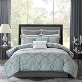 12 Piece Comforter Set With Cotton Bed Sheets Blue King - Eva Essentials