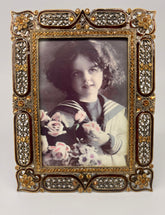 Classic Coffee Pewter Pictured frame with Topaz Crystals 5 x 7