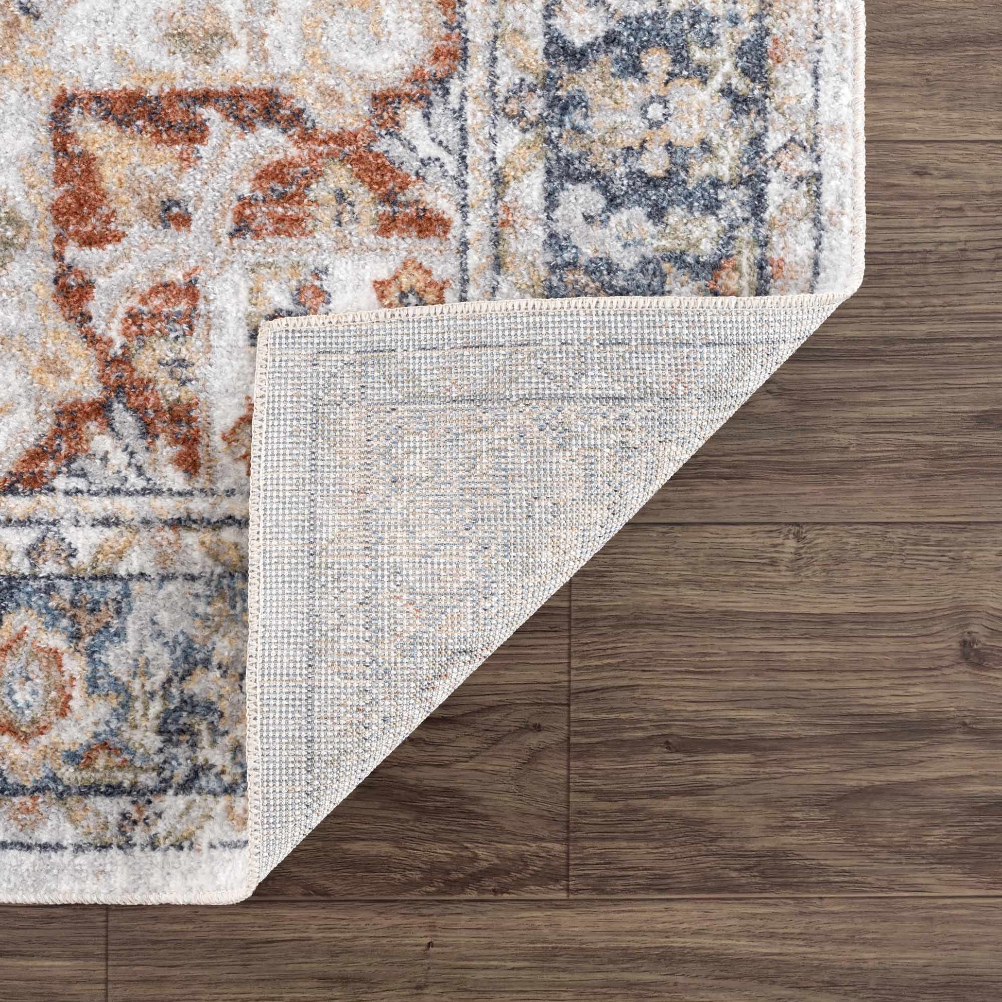 Akram Gray & Orange Washable Area Rug - Clearance - Eva Essentials