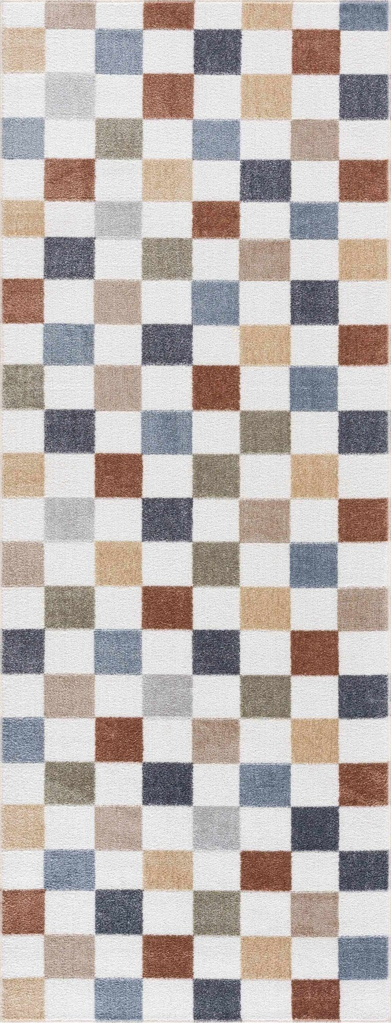 Alie Colorful Checkered Washable Rug - Eva Essentials
