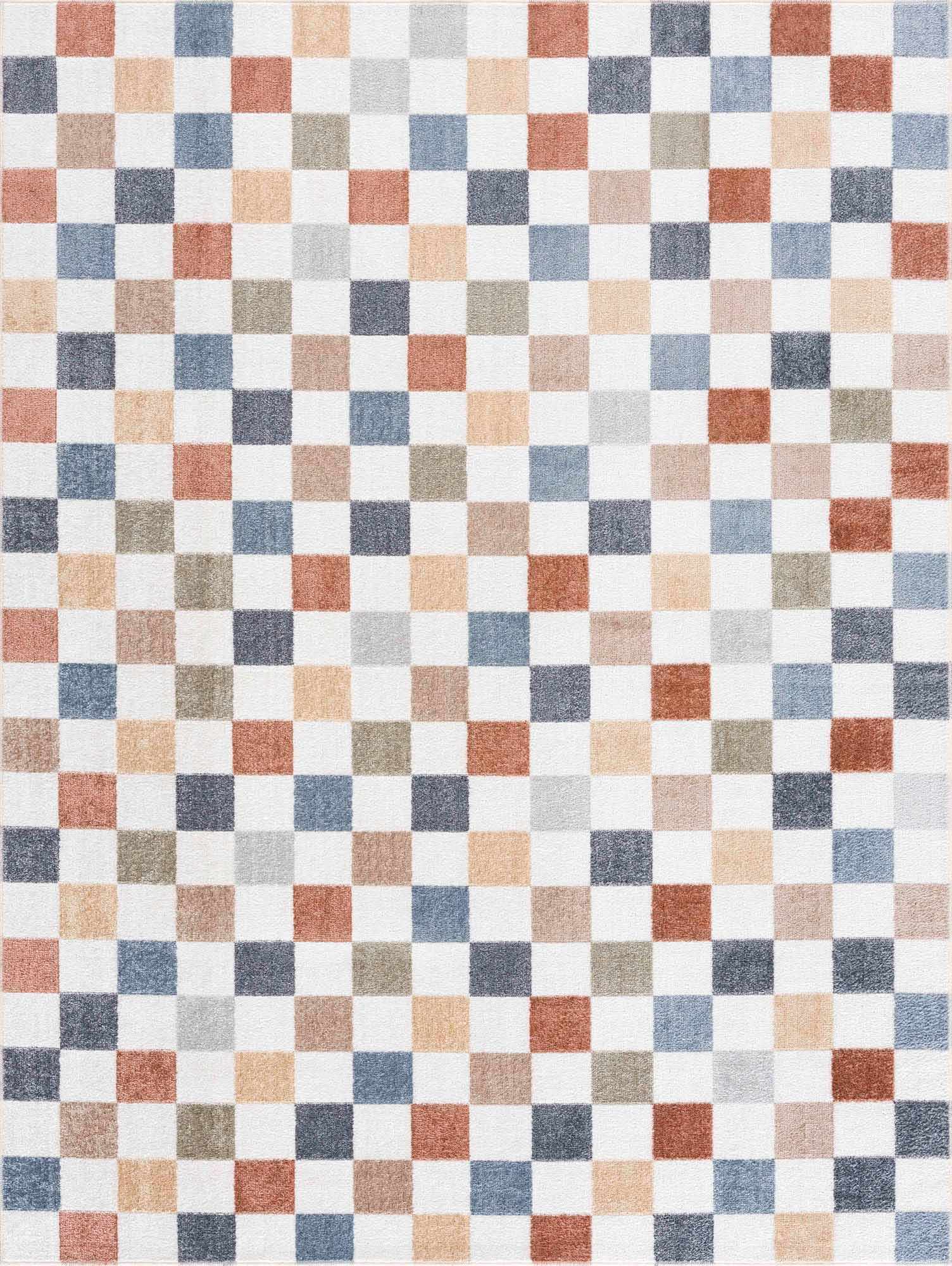 Alie Colorful Checkered Washable Rug - Eva Essentials