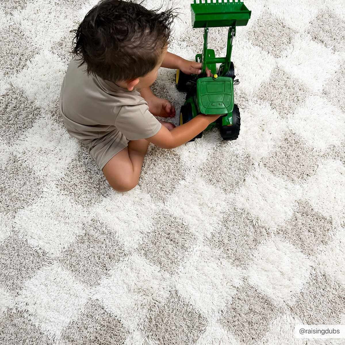 Atira Light Brown Checkered Area Rug - Eva Essentials