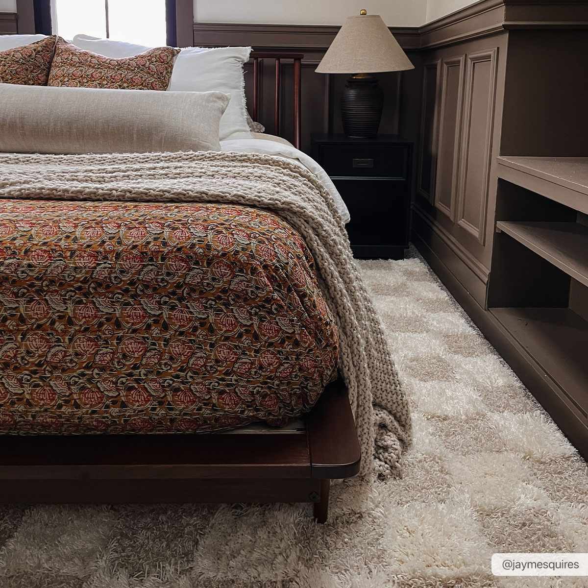 Atira Light Brown Checkered Area Rug - Eva Essentials