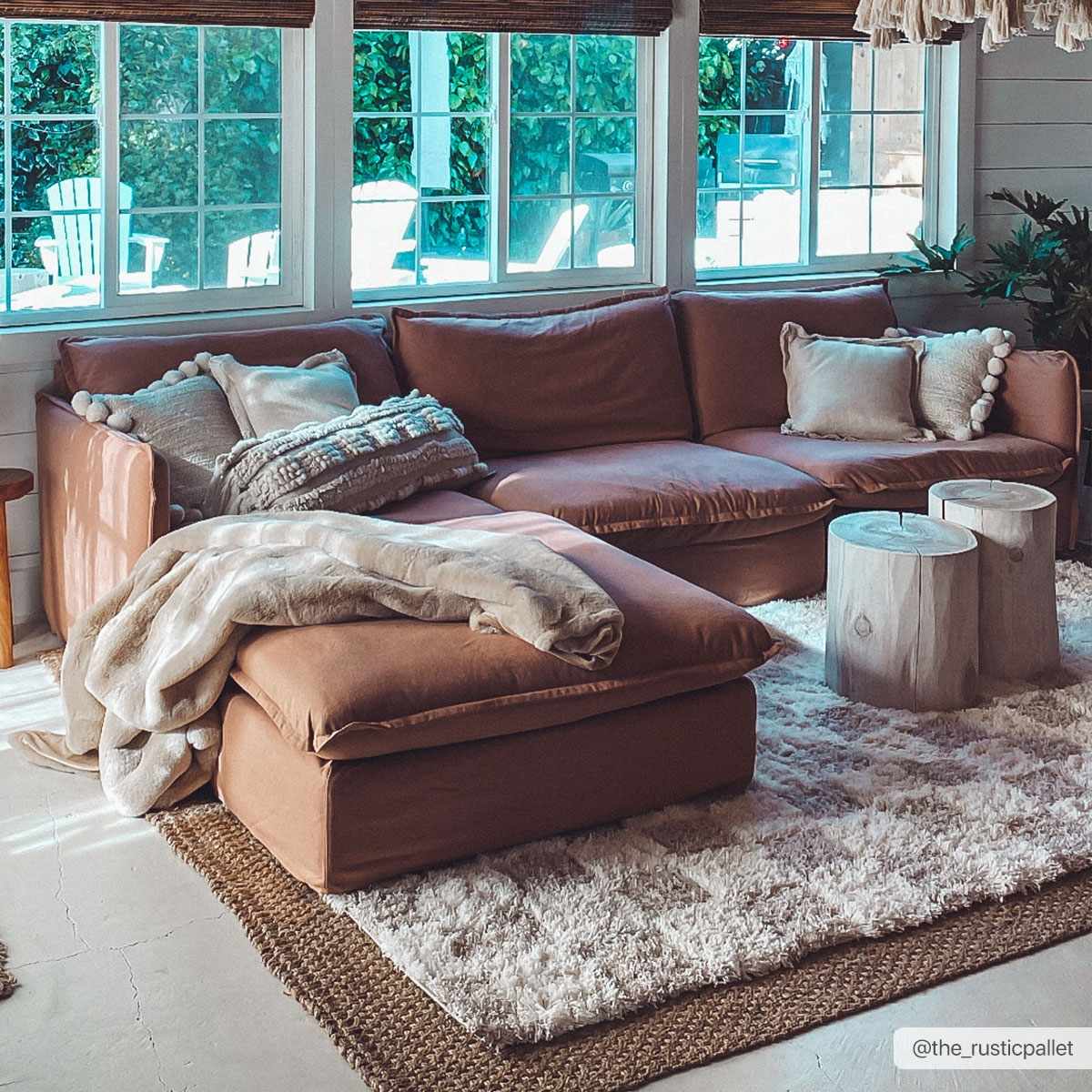 Atira Light Brown Checkered Area Rug - Eva Essentials