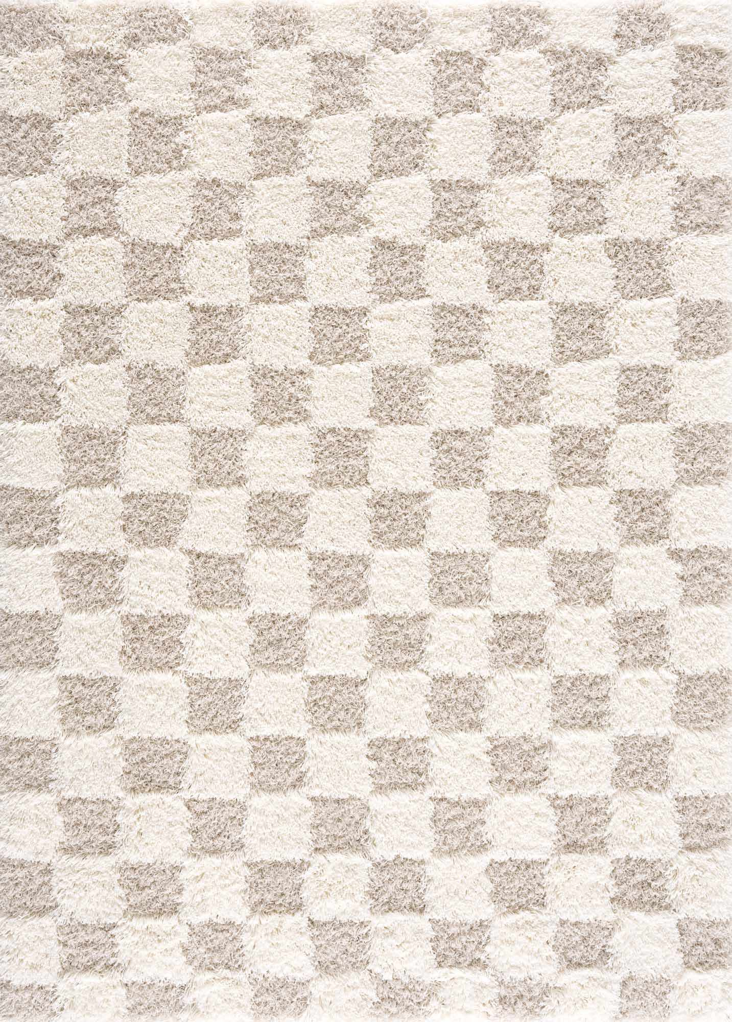 Atira Light Brown Checkered Area Rug - Eva Essentials