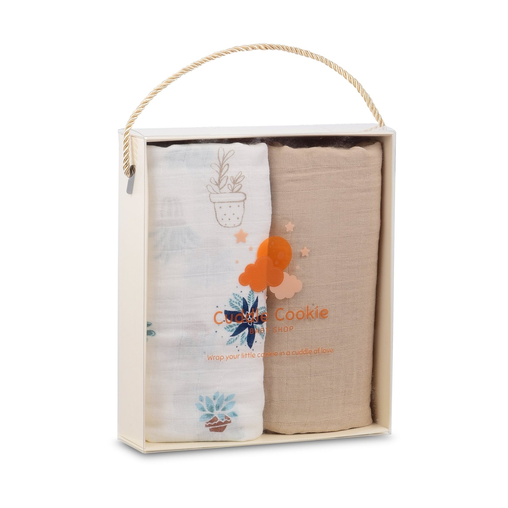 Bamboo & Cotton Snuggle Wrap Tan Swaddle Blanket Set - Eva Essentials