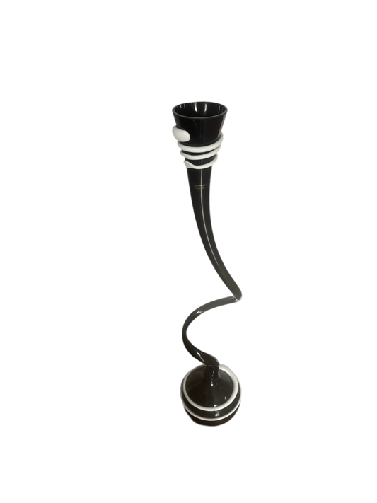 Black and White Twisted Hand Blown Floor Vase - Eva Essentials