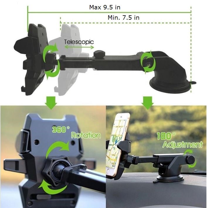 Car Phone Mount Holder Adjustable Long Neck One Touch - Eva Essentials