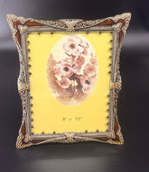 Classic Brown Bronze Pewter Pictured frame with Orange Crystals 8x10 - Eva Essentials