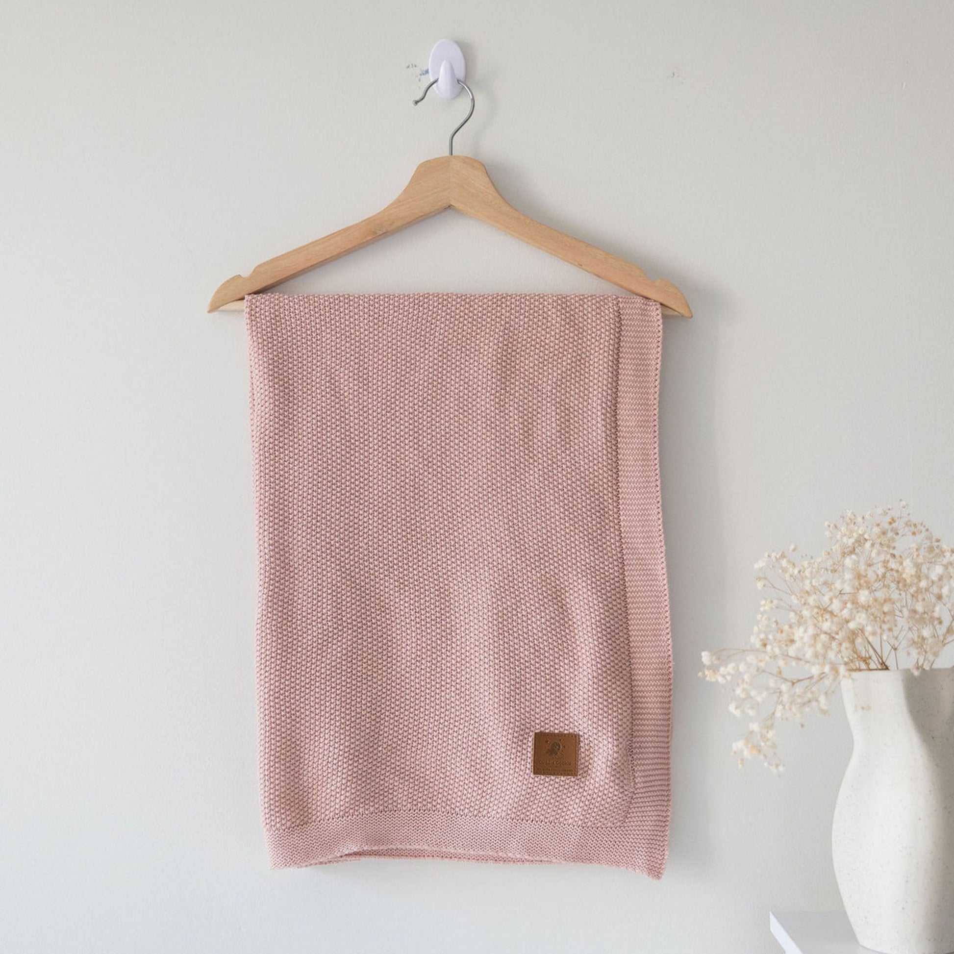 Cotton Deluxe Soft Pink Knit Blanket - Eva Essentials