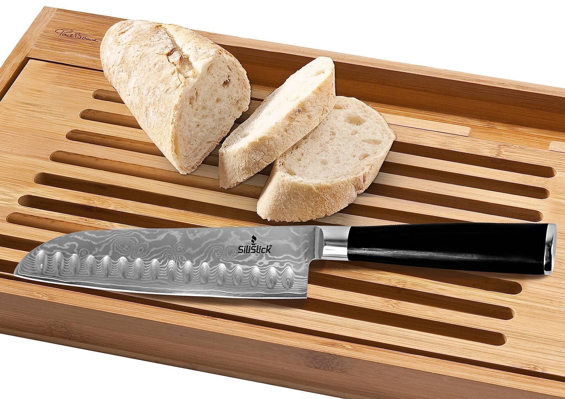 Damascus Stainless Steel Knife - Santoku Wave Design - Eva Essentials