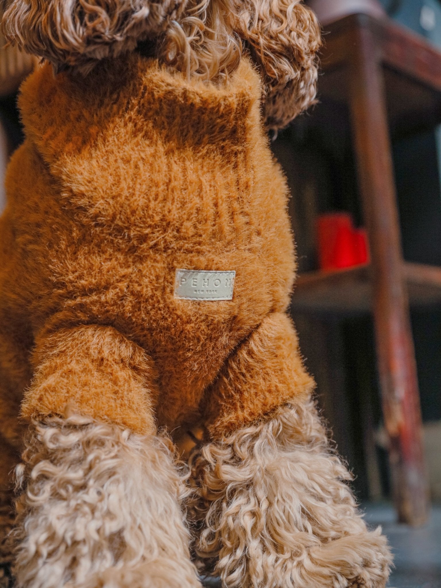 Eskimo Dog Fuzzy Sweater - Orange - Eva Essentials