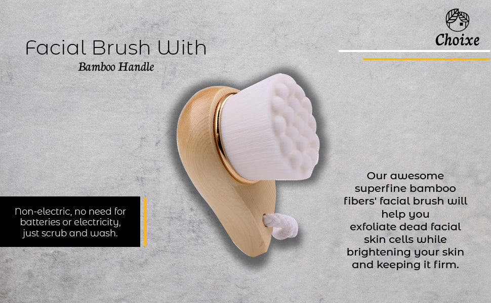 Facial Brush with Bamboo Handle - Eva Essentials
