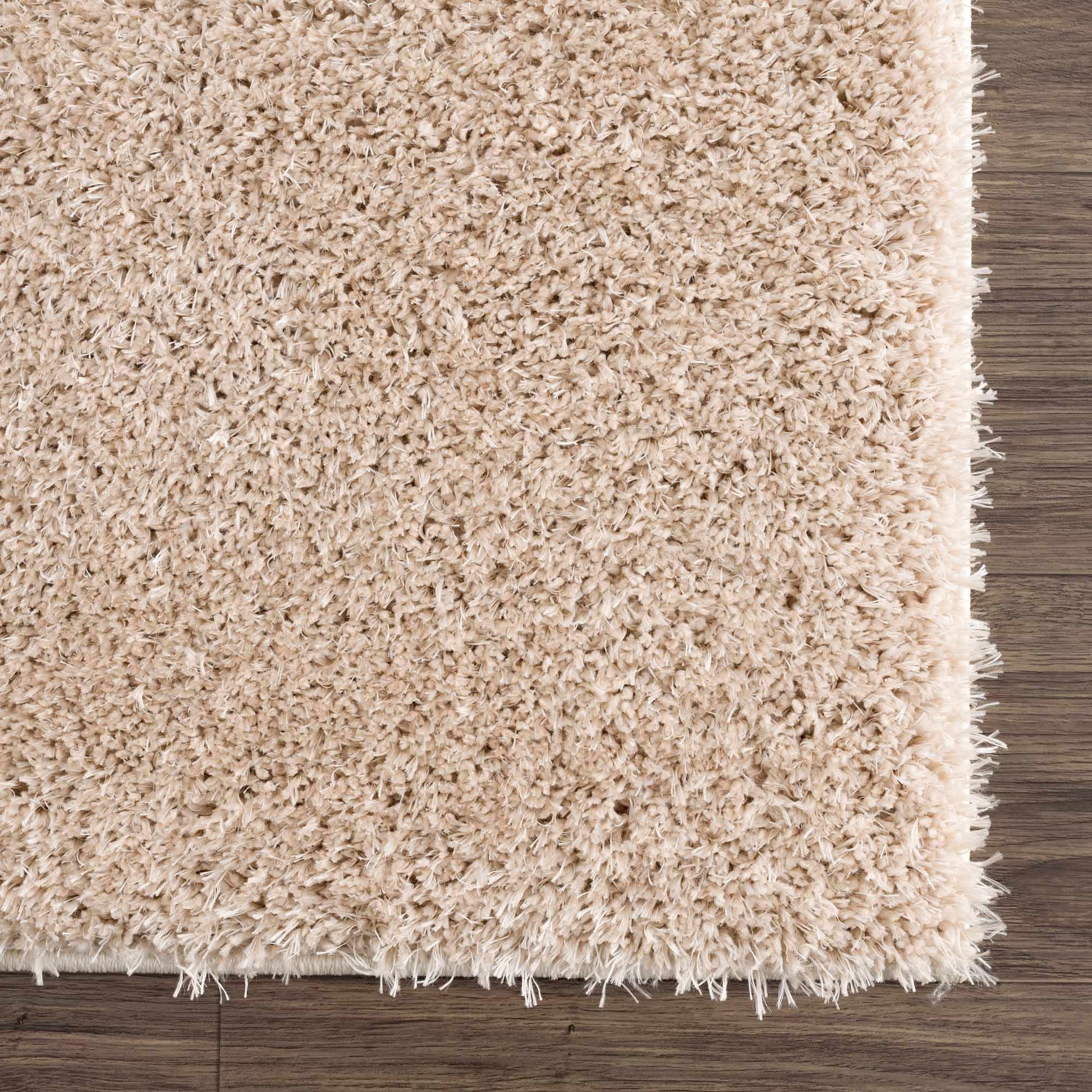 Faina Solid Beige Shag Rug Washable - Eva Essentials