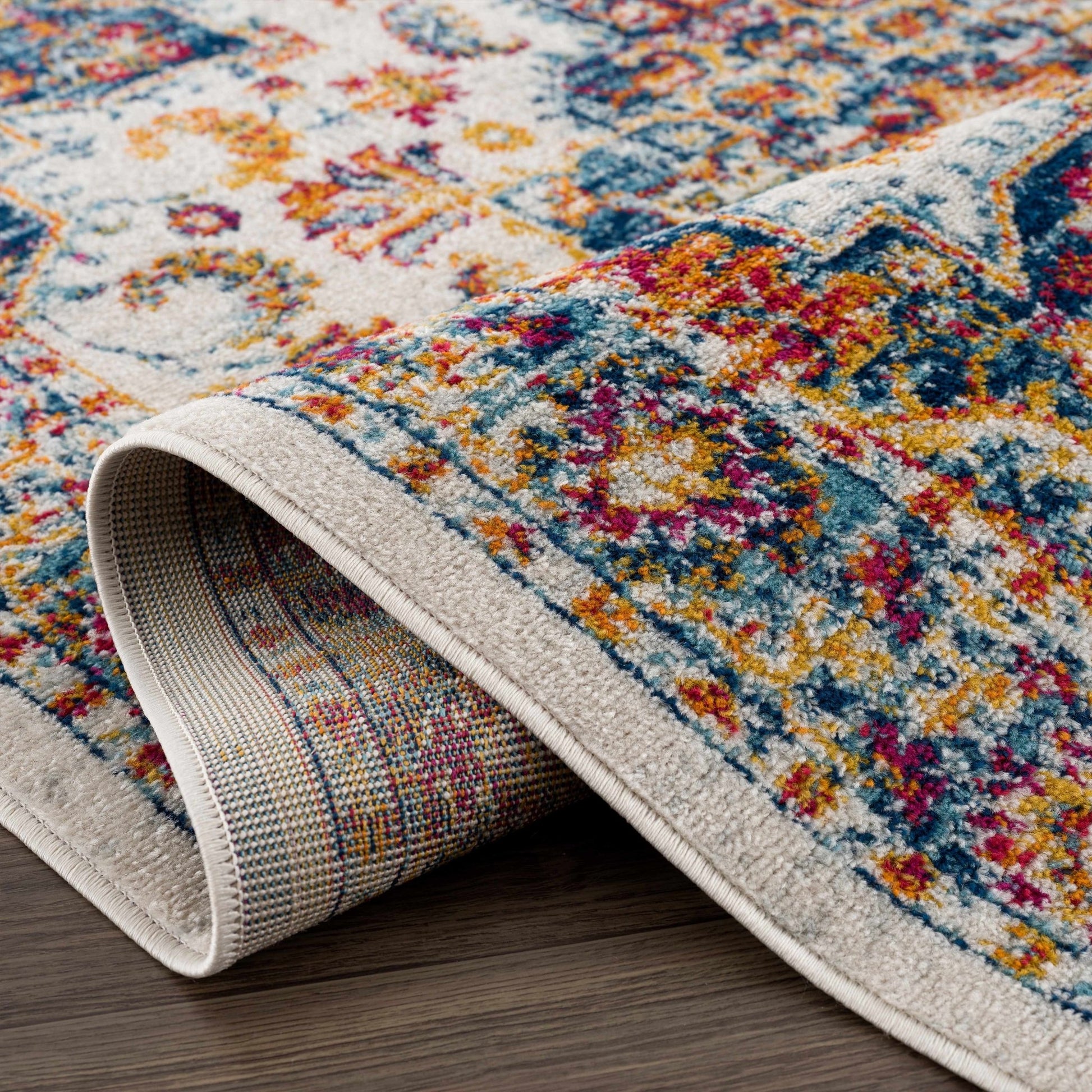 Istanbullu Blue & Orange Area Carpet - Clearance - Eva Essentials