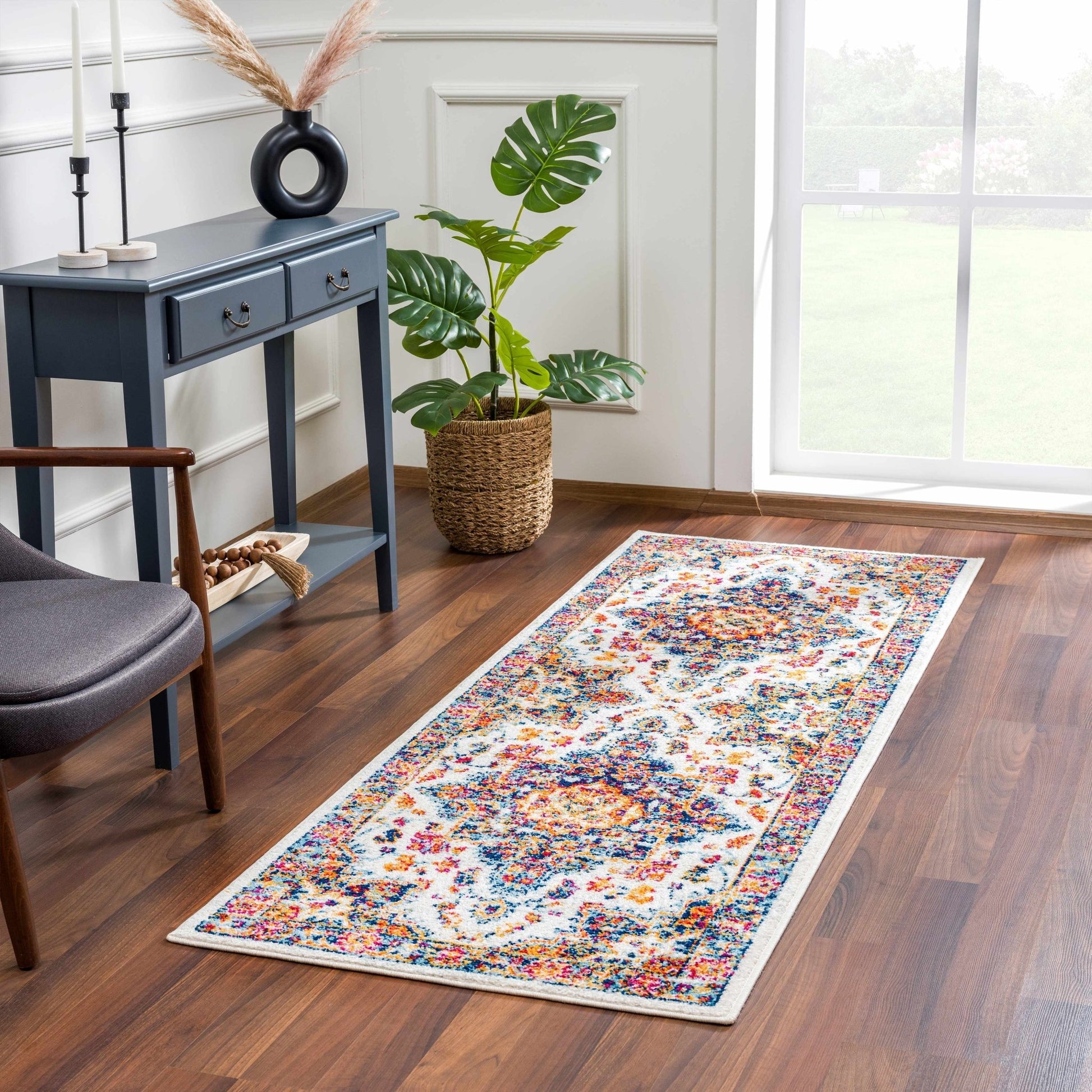 Istanbullu Blue & Orange Area Carpet - Clearance - Eva Essentials