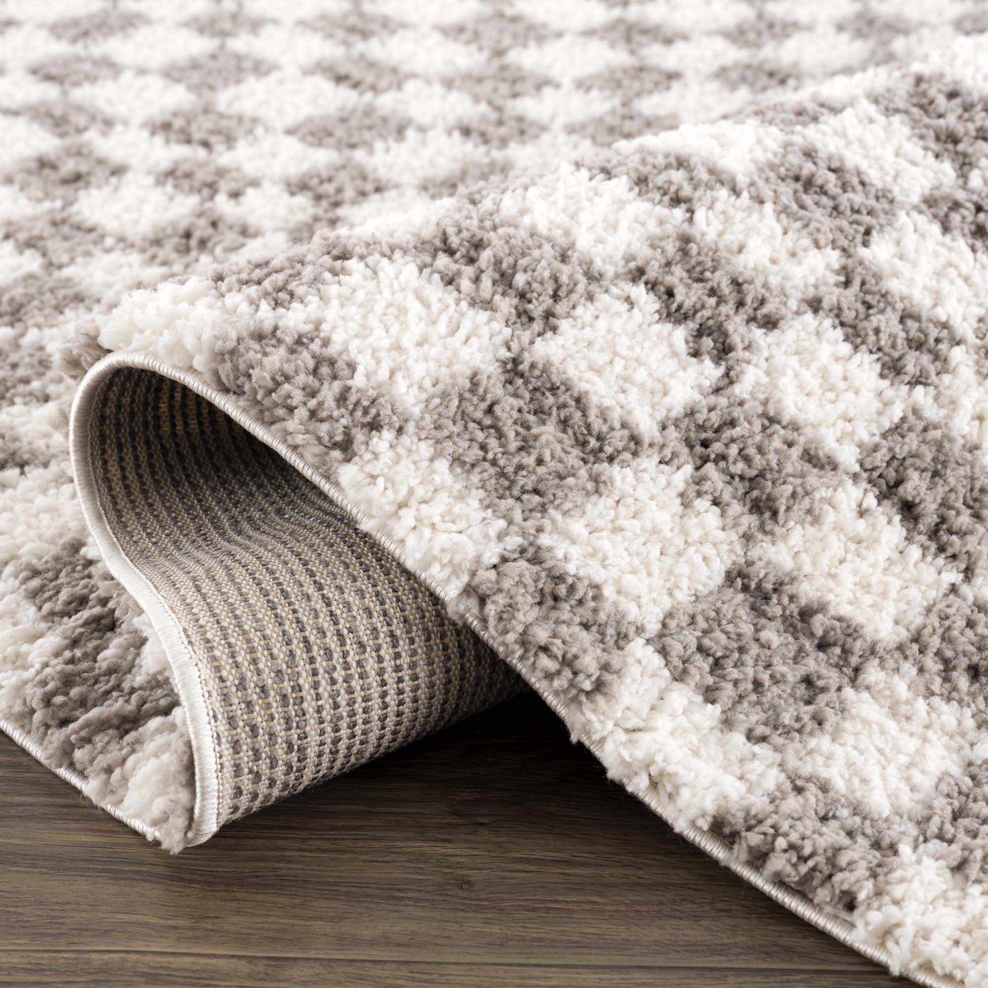 Kieu Taupe Checkered Area Rug - Eva Essentials