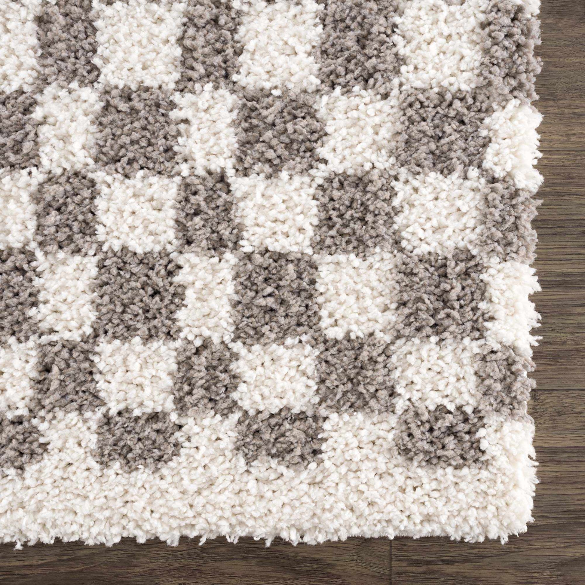 Kieu Taupe Checkered Area Rug - Eva Essentials