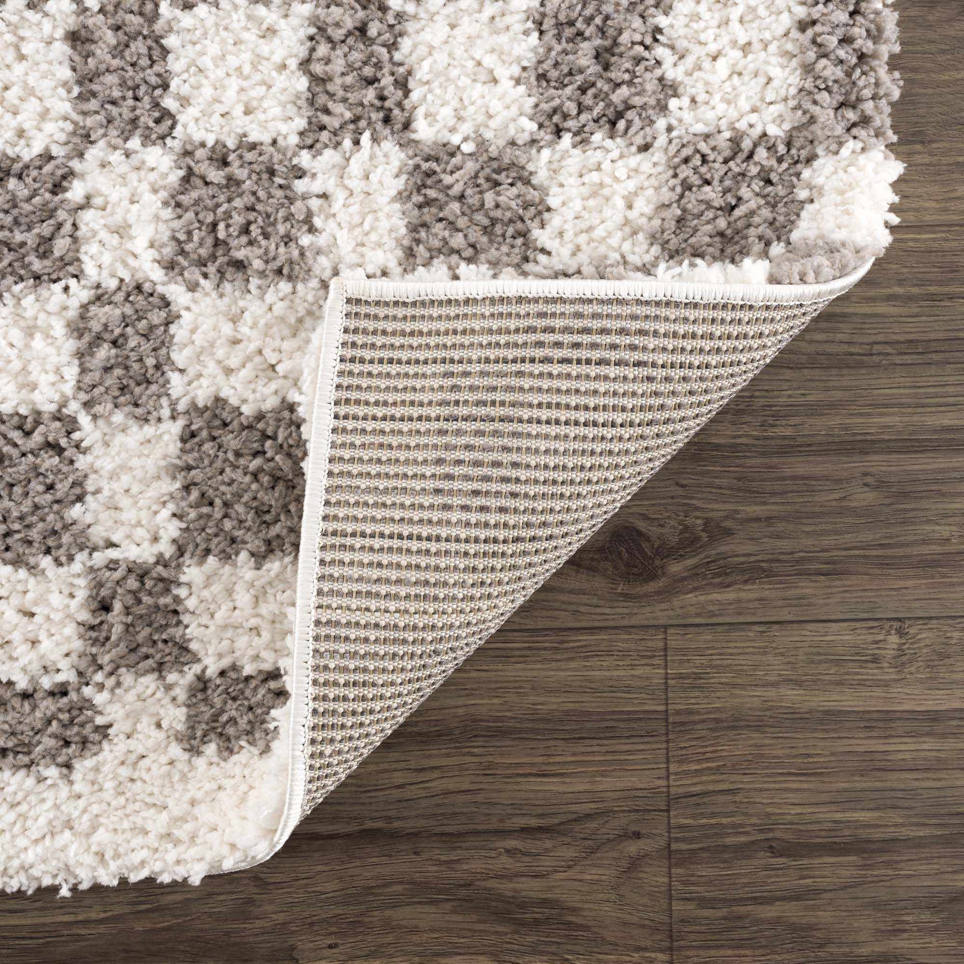 Kieu Taupe Checkered Area Rug - Eva Essentials