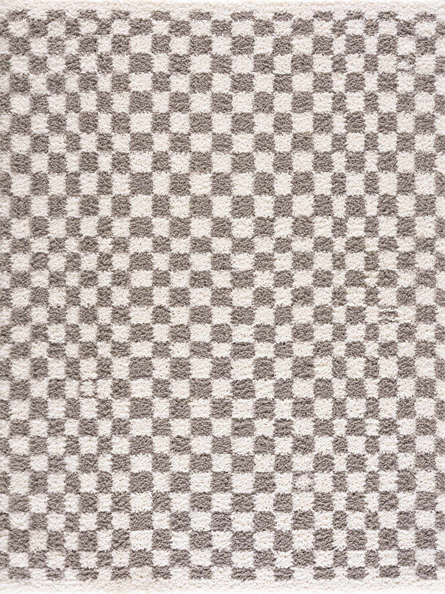 Kieu Taupe Checkered Area Rug - Eva Essentials