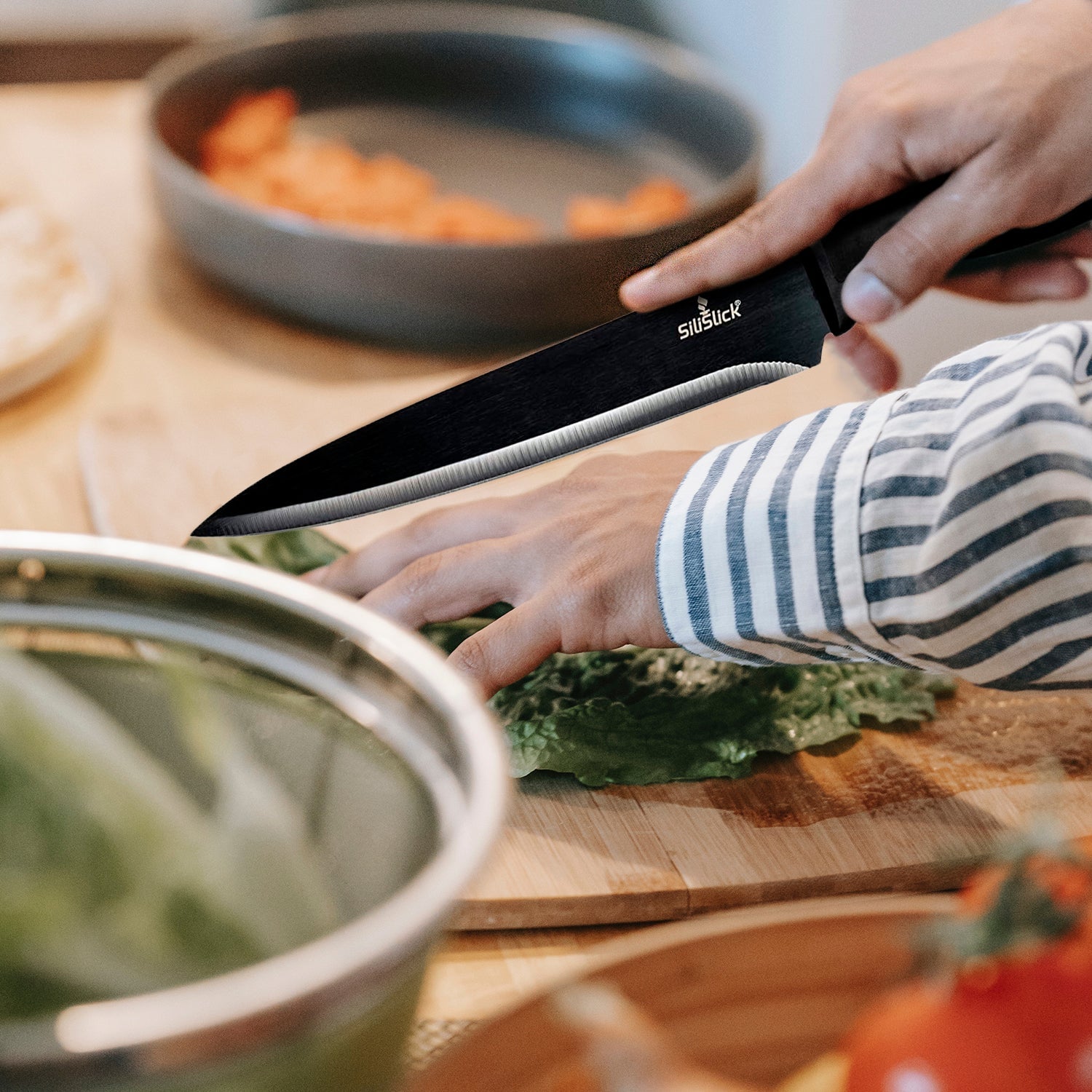 Kitchen Knife Set - Black Handle | Black Blade - Eva Essentials