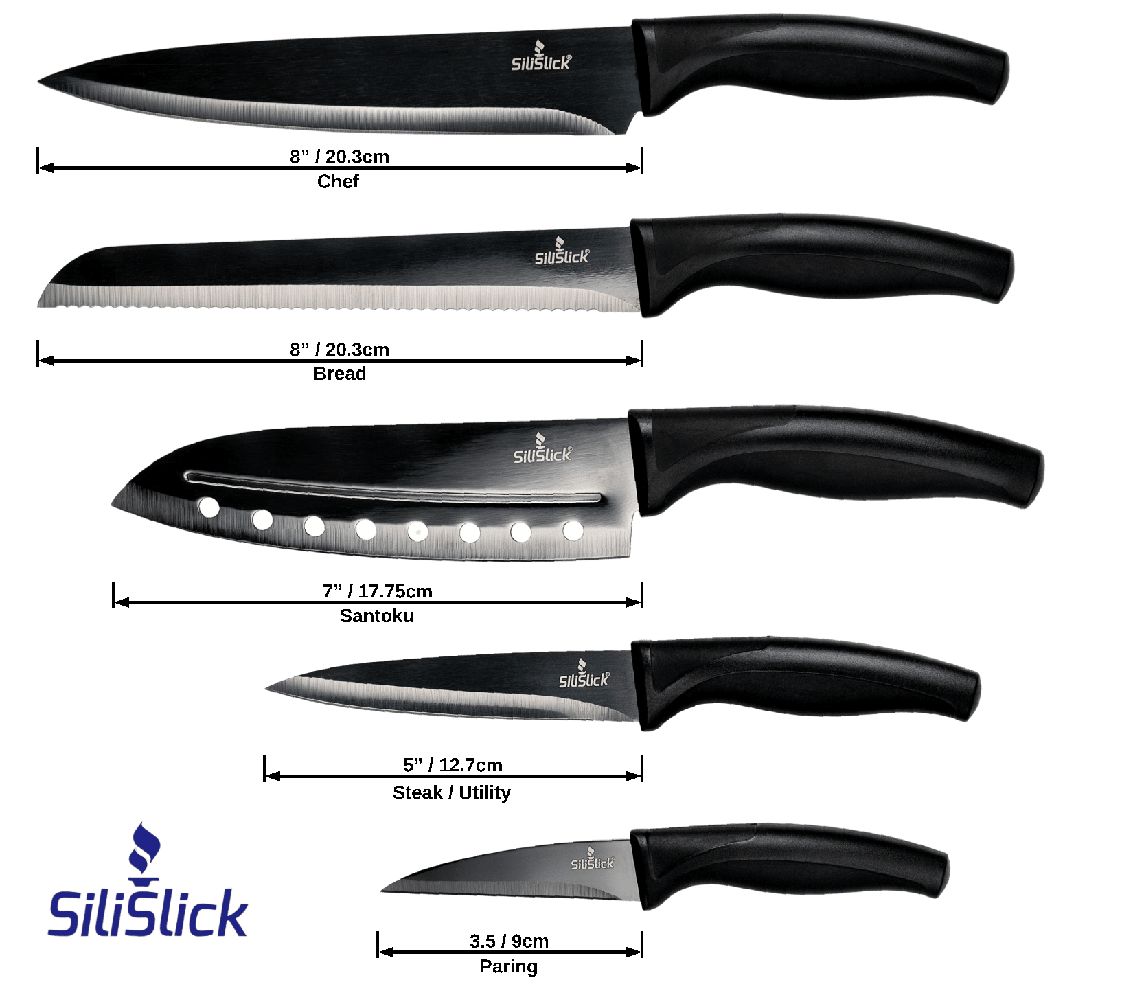 Kitchen Knife Set - Black Handle | Black Blade - Eva Essentials