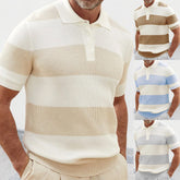 Mens Lapel Sweater Short Sleeve Top - Eva Essentials