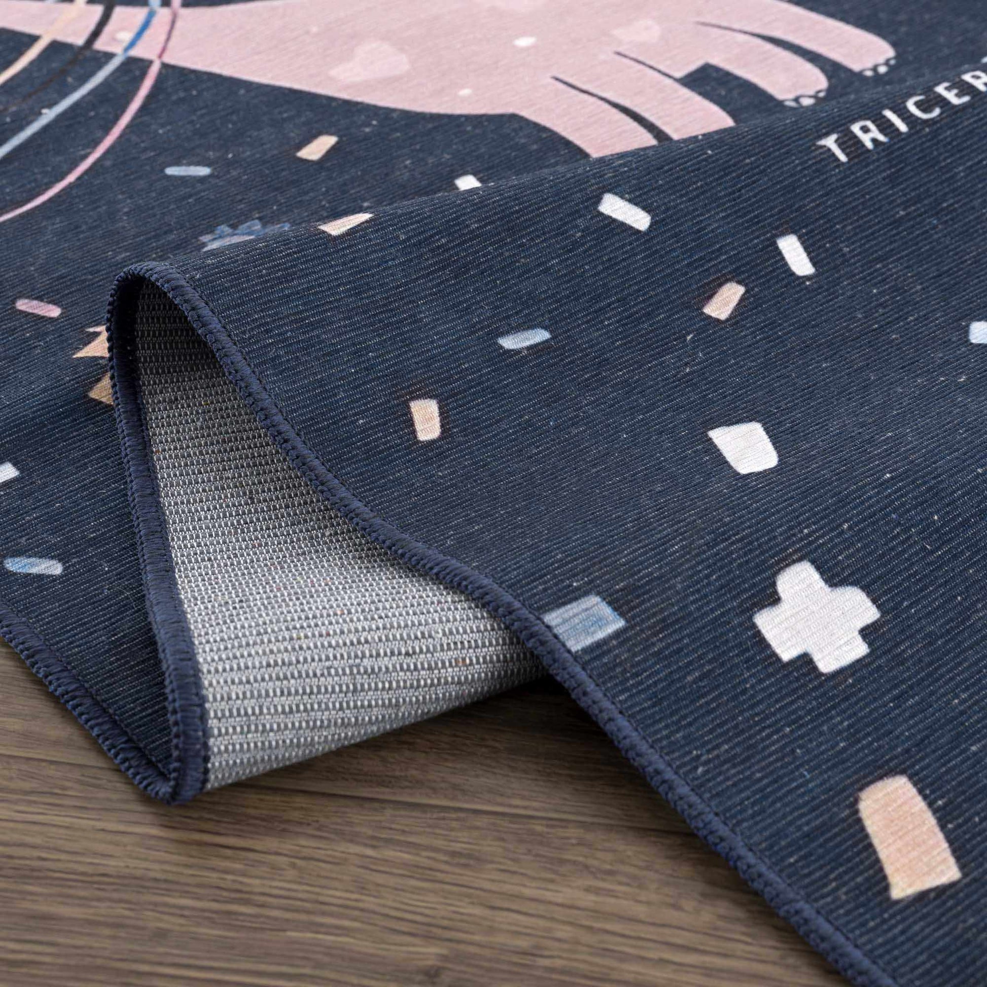 Milne Navy Dinosaur Washable Kids Rug - Eva Essentials