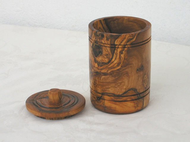 Olive Wood Spice Jar Salt Keeper w/Lid - Eva Essentials