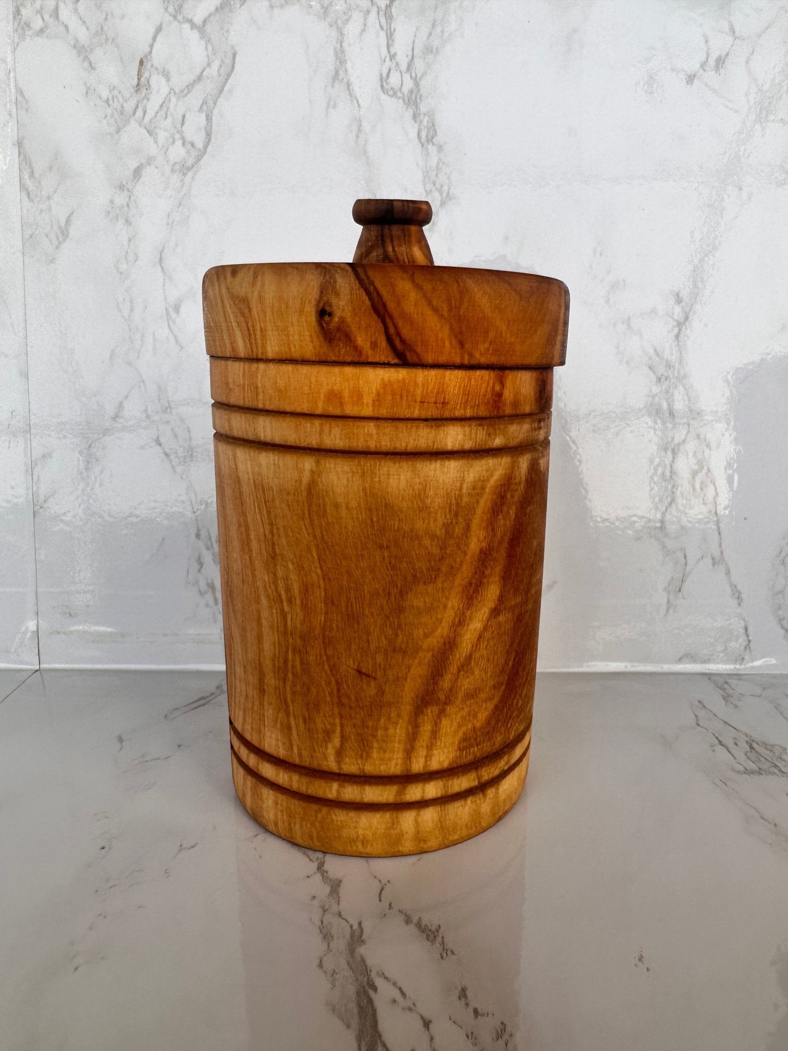Olive Wood Spice Jar Salt Keeper w/Lid - Eva Essentials