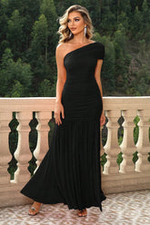 One - Shoulder Ruched Maxi Dress - Eva Essentials