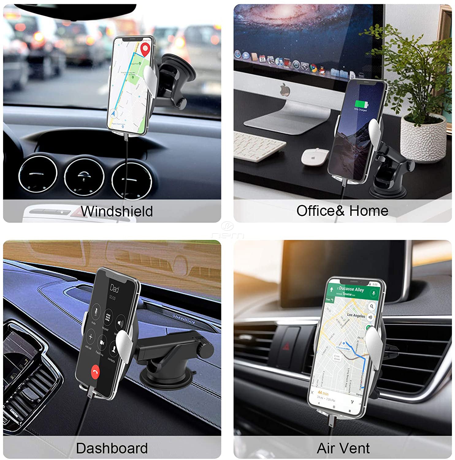 Universal Wireless Car Phone Charger Mount Holder Automatic Clamping - Eva Essentials