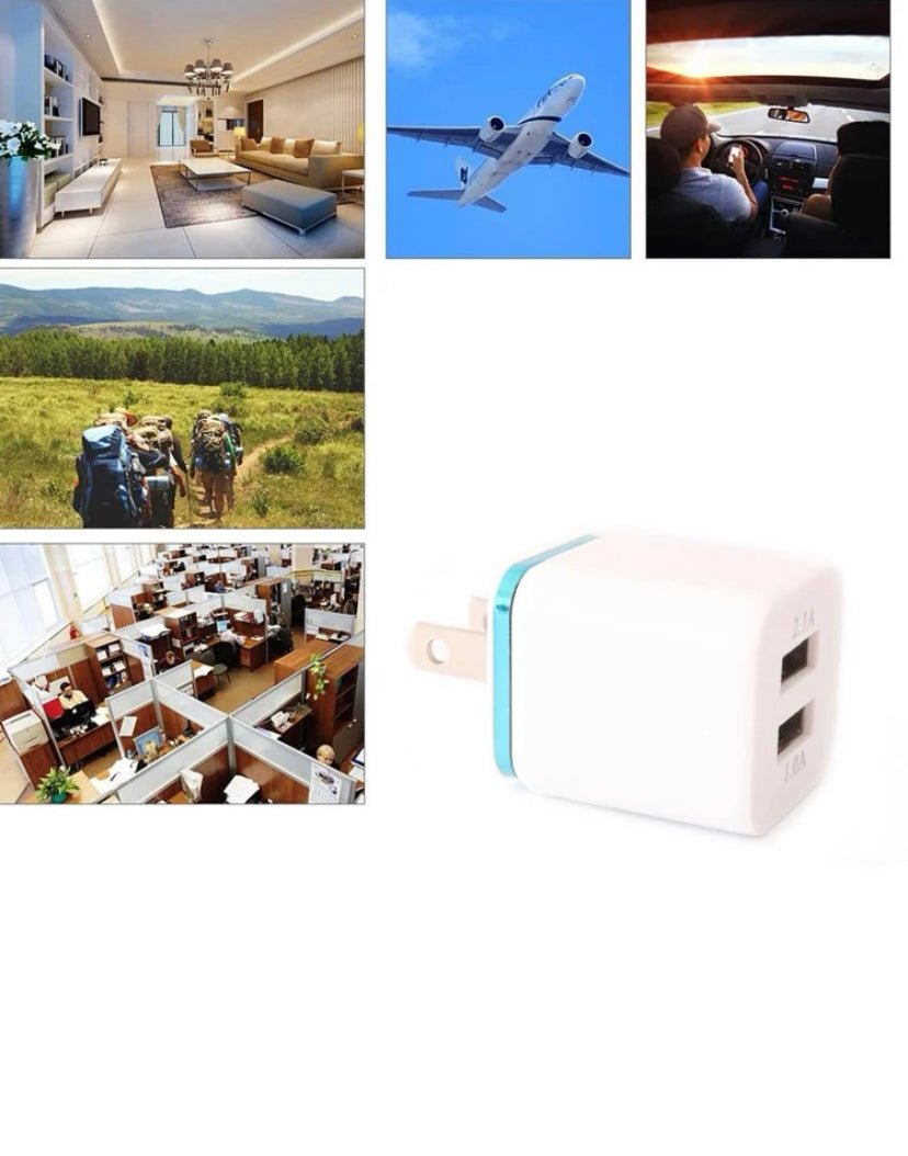 USB Wall Charger Plug Block Cube 2 Port Portable Fast Charger - Eva Essentials