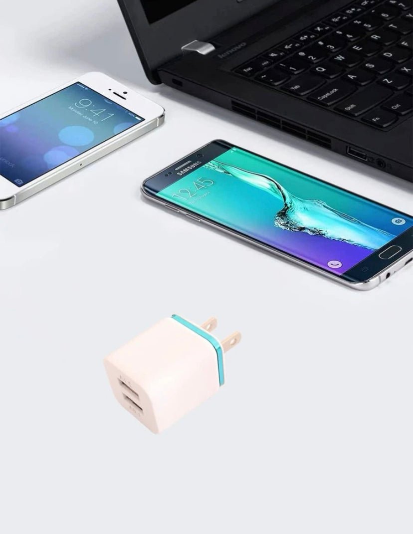 USB Wall Charger Plug Block Cube 2 Port Portable Fast Charger - Eva Essentials