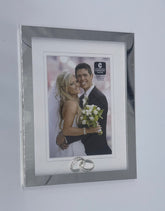 Wedding Or Anniversary Silver Plated Picture Frame Double Wedding Rings on bottom 8x10 - Eva Essentials