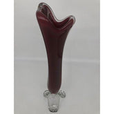Art Glass Burgundy/Maroon Rim Vase - Eva Essentials