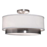 Artcraft Lighting SC785 Scandia Semi - Flush Mount Light, Brushed Nickel with White Linen Shade - Eva Essentials