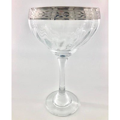 Cristal Mode Silver Etched Rimed Crystal Glasses Leaves Design Made in Italy - Eva Essentials
