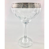 Cristal Mode Silver Etched Rimed Crystal Glasses Leaves Design Made in Italy - Eva Essentials
