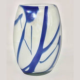 Delfino Art Glass Hand Blown Blue and White Vase - Eva Essentials