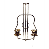 Double Harp Like Shabbat Candleholder 24K GOLD AND STERLING SILVER PLATED - Eva Essentials