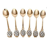 European Collection Stainless Steel Handmade 6 Dessert Spoon Set - Cobalt Net - Eva Essentials