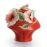 Franz Collection Island Beauty Hibiscus Design Sculptured Porcelain Sugar Jar with Cover FZ00981 - Eva Essentials