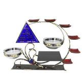 GARY ROSENTHAL SEDER PLATE, ULTIMATE COMBO DESIGN, MIXED METALS AND FUSED GLASS - Eva Essentials