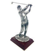 Hero Gift Golf Professional Silver Tone Golfer Figurine on Wooden Base - Eva Essentials