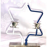 Karshi Blue and White Shabbat Candle Holders Pair to Shape the Star of David - Eva Essentials