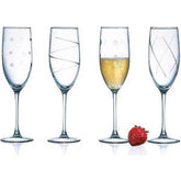Luminarc Uptown Assorted Champagne Flutes Glasses, Set of 4 8.5 oz - Eva Essentials