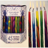 Premium Tapered Hand Decorated Multi Tri Color Chanukah Candles - Eva Essentials