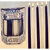 Premium Tapered Hand Decorated White & Bloue Chanukah Candles - Eva Essentials